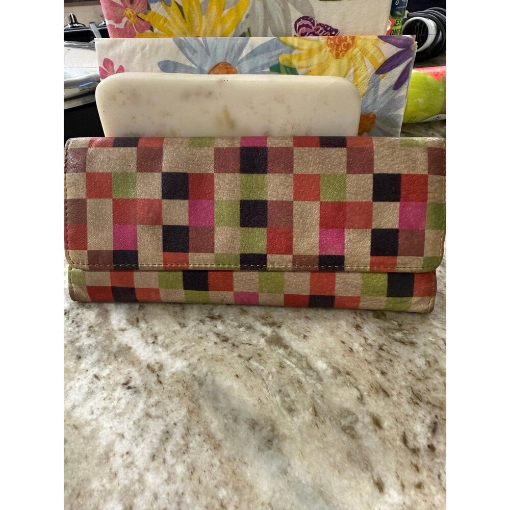 Hobo Wallet/Organizer Multi-Colored checkerboard pattern